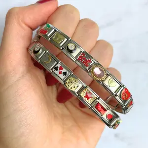 Custom Italian Charm Bracelet, Silver Color or Gold Color Stainless Steel Band, Charms Cute Coquette Style Vintage Y2K Bracelets