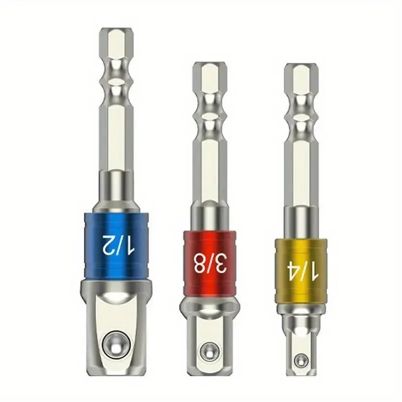 3PCS Color Hexagon Screw Screwdriver Changeover Extension Square Head Socket Tool Set Hardware for Electric Screwdriver Screwdriver Bit Holder