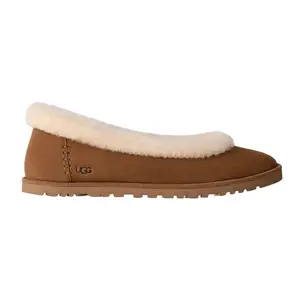 UGG Zora Ballet Flat Chestnut Brown Women's Soft Fluffy Lining Durable Rubber Sole Authentic Original Comfortable Slipper Bedroom Fuzzy Warm Walking Shoes 1178111-CHE