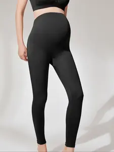 Maternity Solid Color Stretchy Leggings, Comfortable Breathable Skinny Pants for Yoga Gym Workout, Maternity Bottoms for All Seasons, Prenatal Maternity Clothing, Pregnancy Clothes