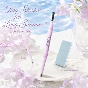 SUREZIA Feather Edge Brow Pencil 3-in-1 Kit (Pencil + Refill + Sanding Sponge) Dual-Effect Tip for Two Looks Stays Sharp