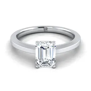 The Carmen Solitaire Engagement Ring Setting for Emerald Cut Diamonds in Platinum