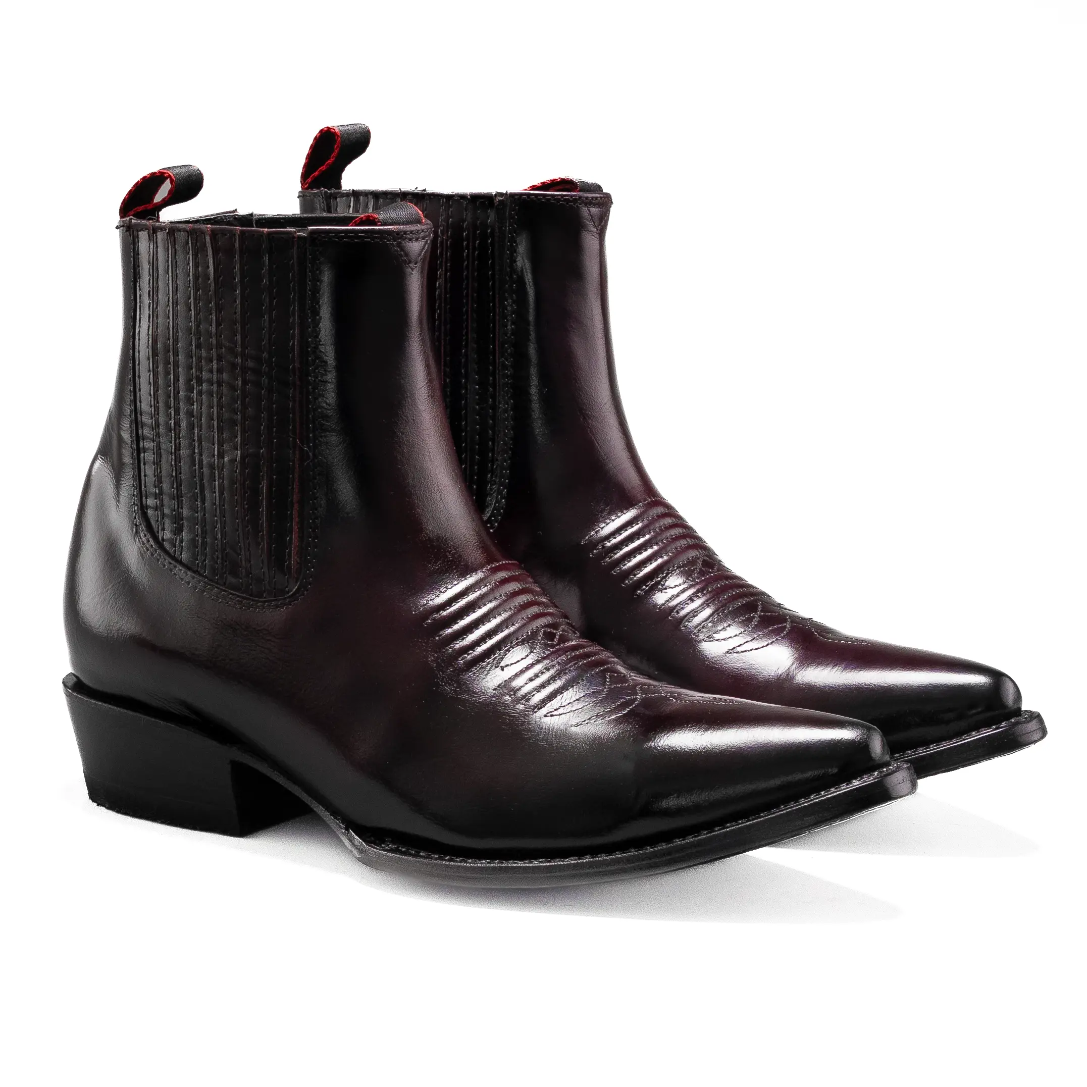 Classic Cowboy Ankle Boot Premium Leather J Toe Chameleon Finish