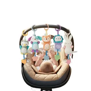 Baby Wind Chime Cartoon Plush Pendant Animal Bell Car Hanging Bed Hanging PlushBaby Toy Christmas Gift Halloween Gift Rabbit Cradle Rattle Maracas Sensory Cute Musical Light Up