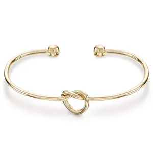 PAVOI 14K Gold Plated Forever Love Knot Infinity Bangle Bracelets for Women - Adjustable Gold Bangle Bracelet for Women