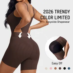 SHECURVE Easyslide Shapewear Bodysuit Tummy Control Butt Lift Full Body Shaper Faja with Back Support & Scrunch Back Open Design for Postpartum Recovery