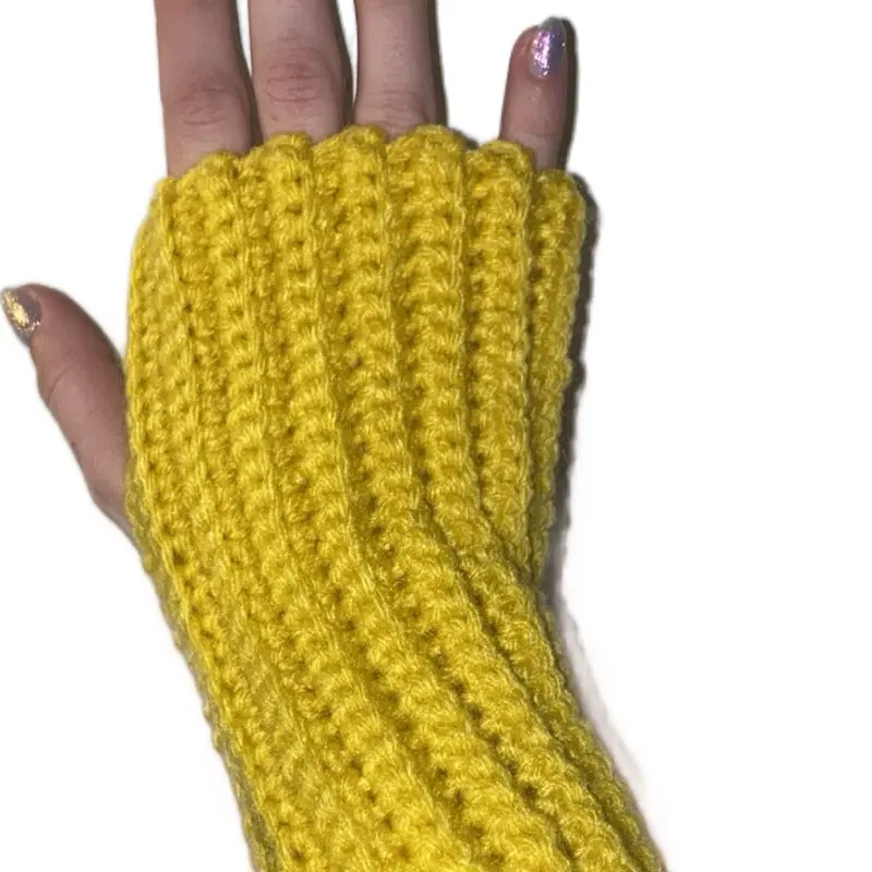 Handmade Yellow Fingerless Gloves