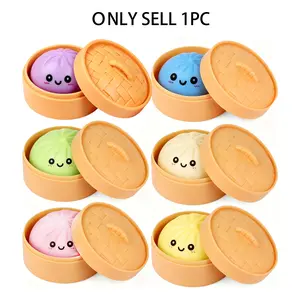 Cute Stress Relief Soft Baozi Doll, Steamer Lid and Base Set, Sensory Toy, Dough Ball Compression Toy, Soft Relaxation Toy