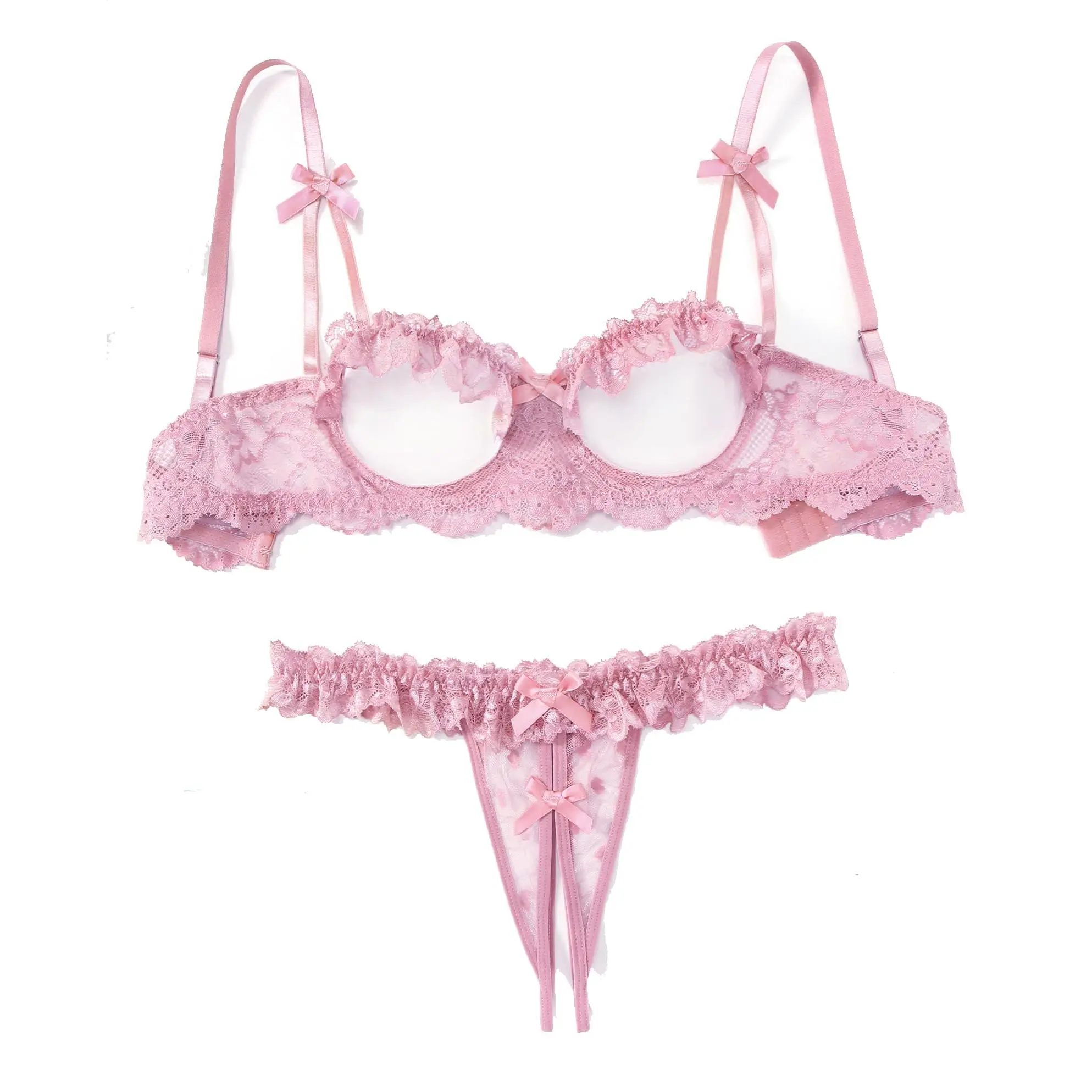 Avidlove Lingerie Set for Women Underwire Push Up Lace Bra Panty Cutout Lace Lingerie Set