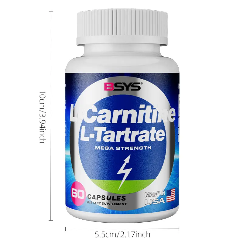 L-Carnitine L-Tartrate Capsules, 60 Count - Highly Bioavailable Supplement for Fat Metabolism, Athletic Performance, and Post-Workout Recovery, Easy Swallow, Convenient