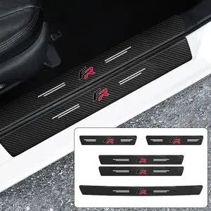 1/4/5/8/9Pcs Carbon Fiber Leather Car Door Threshold Sill Protector Stickers Trunk Bumper Anti-Scratch Protection Decals For Seat FR Leon 5f Mk3 Mk2 Ibiza Ateca Arona Altea Exeo Toledo TARRACO Alhambra