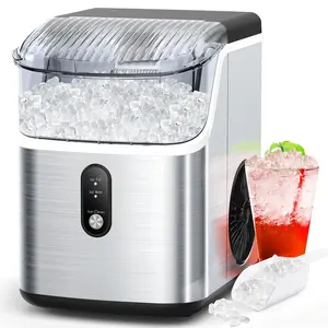 COWSAR Nugget Ice Maker Countertop, Soft Chewable Nugget Ice Cubes Machine, One-Button Quick Ice Making 34Lbs/Day, Self-Cleaning, Portable Stainless Steel Ice Machine Icemachine Icemakermachine