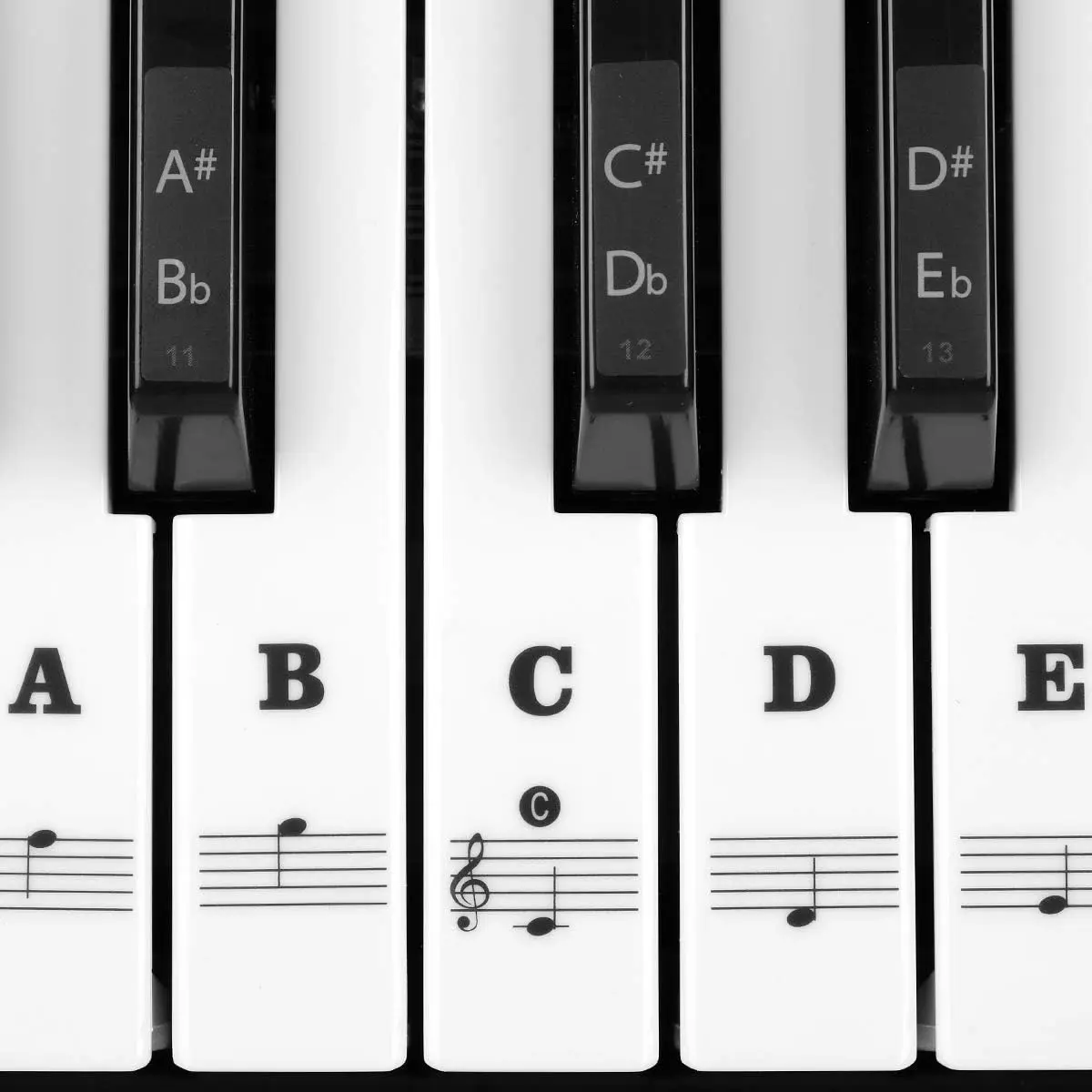 Piano Stickers for ,  Full Set Piano Keyboard Stickers for 88/61/54/49/37  Removable with Numbers, Leaves No , Color Black