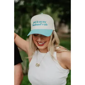 Put It On My Husband's Tab Two-Toned Vintage Funny Trucker Hat