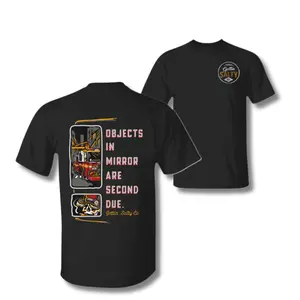 Gettin’ Salty Firefighter T-Shirt – “Objects in Mirror Are Second Due” Fire Truck Graphic Tee, Vintage Rescue Apparel, Soft Cotton Blend Shirt, Gift for Firefighters, First Responders, Dad, Husband