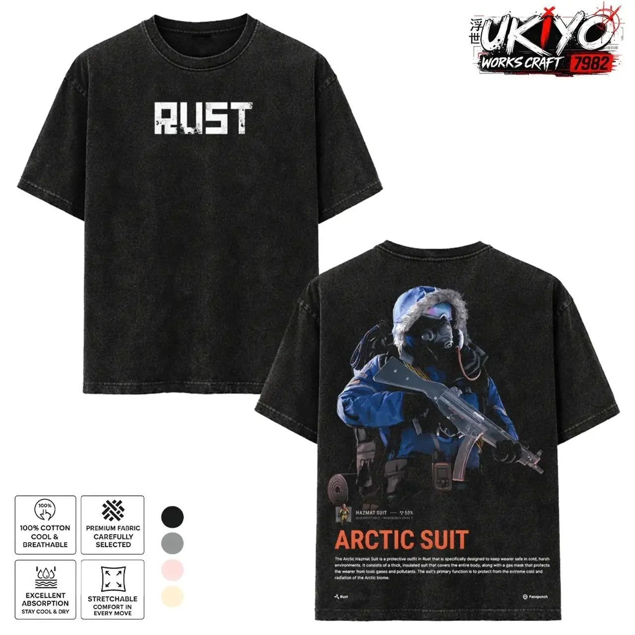 Rust Game Merch Essential T-Shirt Washed Tshirt, Cotton Vintage clothing, Unisex Little Nightmares Game Shirt Fabric Collar Top Streetwear UXR