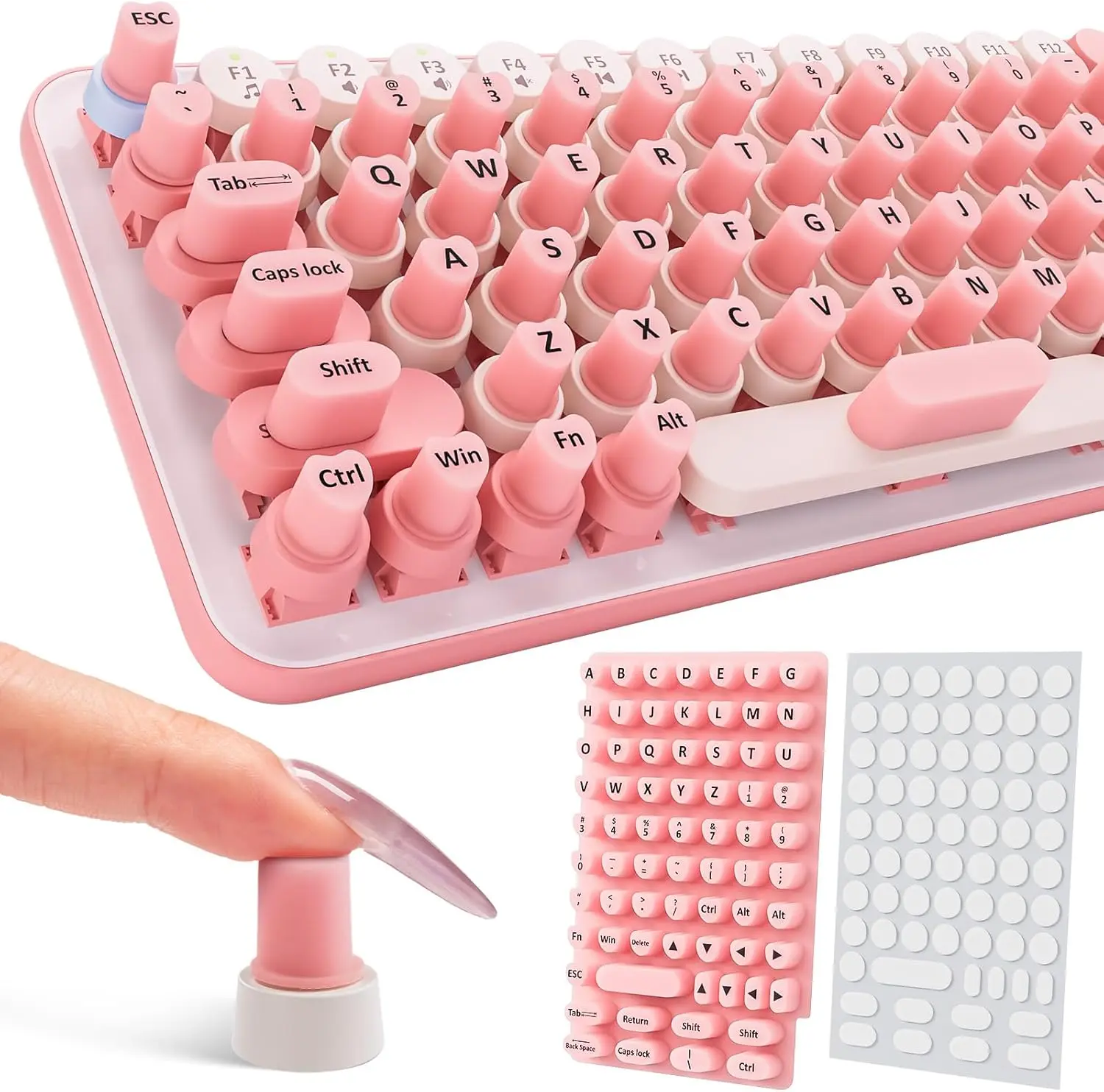 70 count Raised Keyboard Stickers for Long Nails, Universal  Art Keyboard Bubbles, Self-Adhesive Keyboards for Long Nails, Comfortble  Typing Keycaps for Office Girls Gaming -