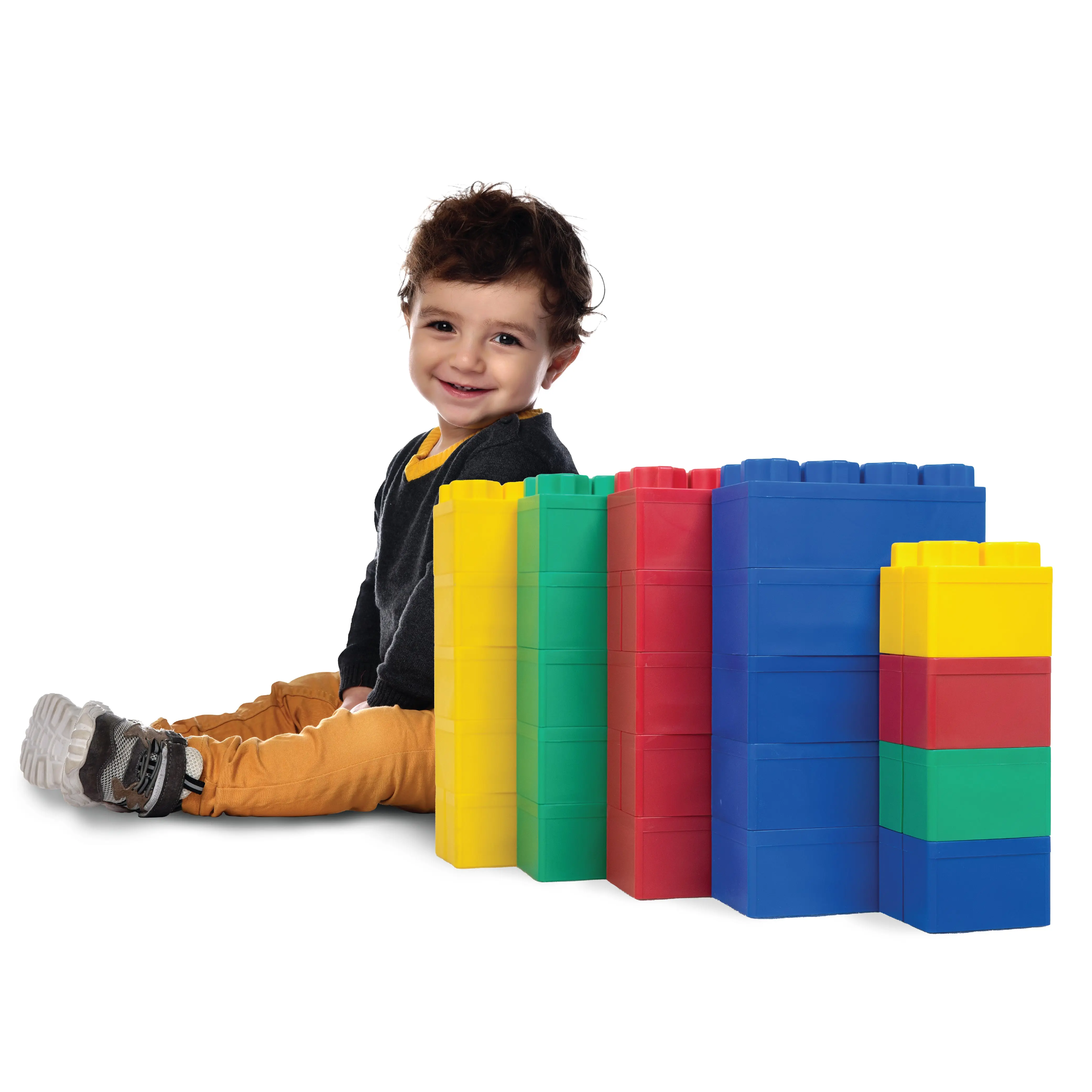 BiggoBlocks 24-Piece Sturdy Plastic Building Block Kit for Kids Ages 4-8, Construction Stacking Blocks for Indoor-Outdoor Play, Creative Building & STEM Hands-On Fun