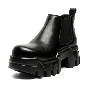 Men's Chelsea Boots, Chunky Lug Sole & Thick Platform, Round Toe with Elastic Gusset, Gothic Punk Style Ankle Boots for Niche Fashion & Daily Wear