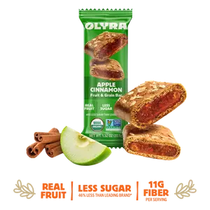 Olyra Apple Cinnamon Fruit & Grain Bars- 4 Box - 16 Packs Organic Soft Baked Fruit Filled Breakfast Bars - High Fiber - Healthy Breakfast Snacks with Real Fruit Filling - Healthy Snacks for Adults - Office Snack - School Kids Snack