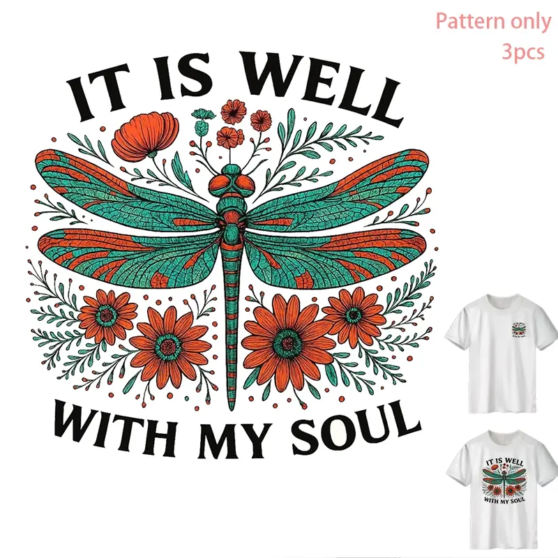 DIY T-Shirt Heat Transfer Vinyl: Dragon Fly Design, DTF Print Technology, Durable PVC Material, Machine Washable, Creative Pattern for Clothes