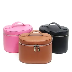 Lychee-Designed Luxury Leather Makeup Storage Bag - Large-Capacity, Portable, Multifunctional Zipper-Closure Cosmetic Pouch for Gym, Outdoor Use