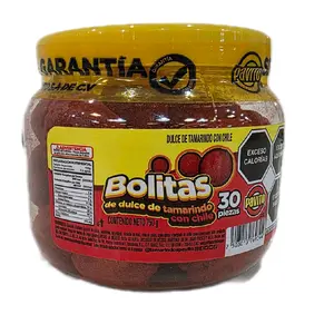 Pavito Bolitas de Tamarindo con Chile 30 Pieces Pack Spicy Tamarind Candy 750g Jar