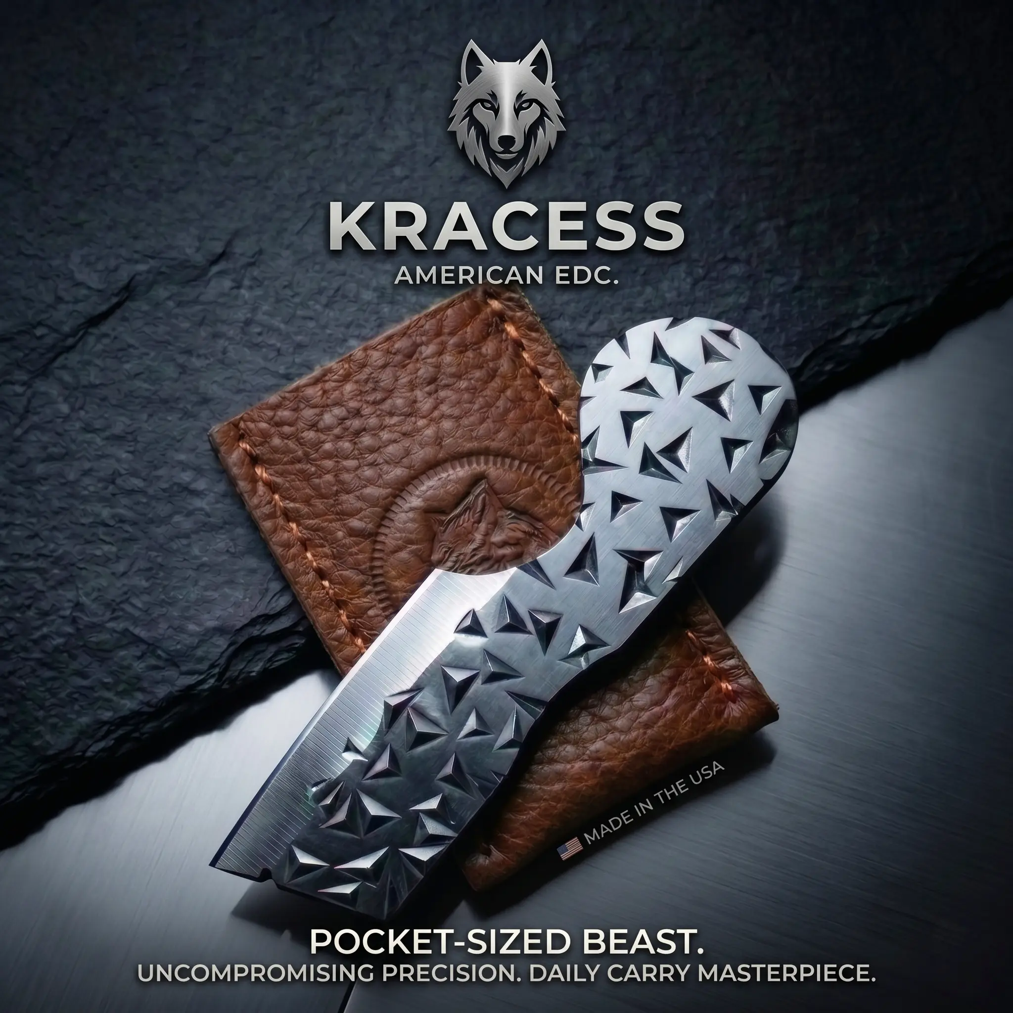 KRACESS Camping Portable Knives 2-Pack Set, Fixed Blade EDC Utility Knife with Leather Sheath, Hardened Steel Outdoor Survival Equipment for Hiking & Fishing