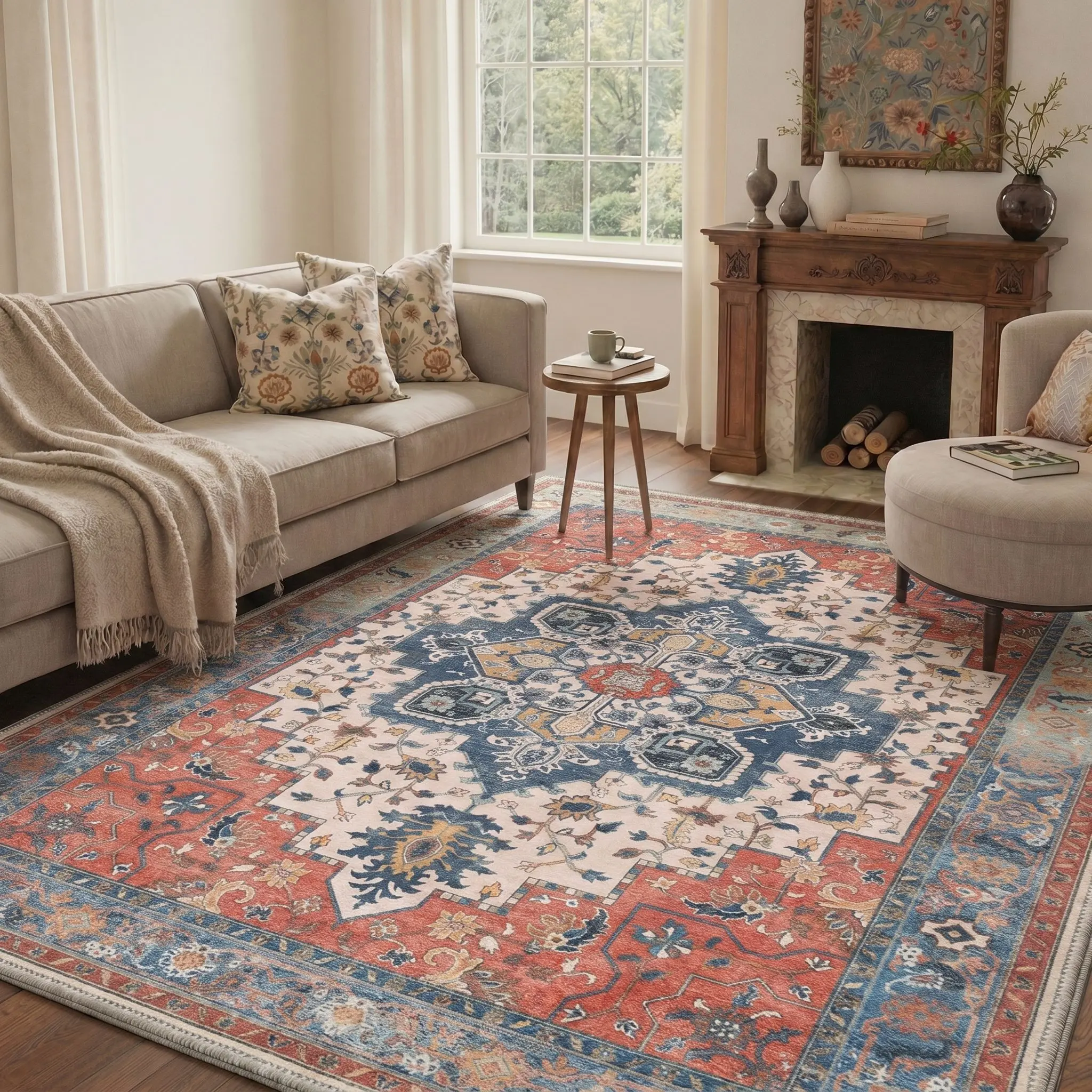 【Back To School】GENIMO Area Rug – Machine Washable, Pet Friendly, Non-Slip Floor Rug, Soft Home Carpet, Perfect for Living Room, Bedroom, Kitchen, Hallway Decor ,AR1005-RM