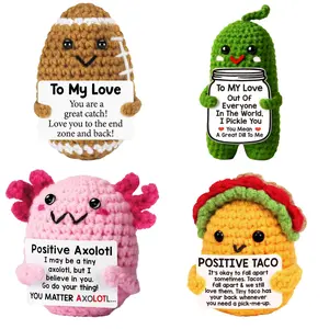 Positive Taco Calming Emotional Support Crochet,Handmade Knitted Plush with Positive Message Card,Cute Inspirational Motivational Stress Relief Gift for Women Men Friends Coworkers,Funny Cheer Up Desk Office Home Decor Birthday Christmas Stocking Stuffers