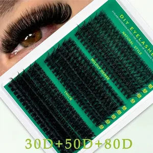 300pcs DIY Individual Lashes Clusters, 30D+50D+80D Fluffy Eyelashes Extensions, D Curl Create Thick 5D Effect, Natural Bulk Individual Fake Lashes, Suitable For Daily Makeup And Cosplay, Reusable, Eyelash Clusters, Individual False Lashes