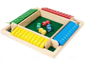 4-Player Flip & Roll Dice Challenge Board - Wooden Game for Family Fun Educational Portable Ideal for All Ages Perfect Gift for Game Nights Tablegame, Family Board Games, Durable summervibes