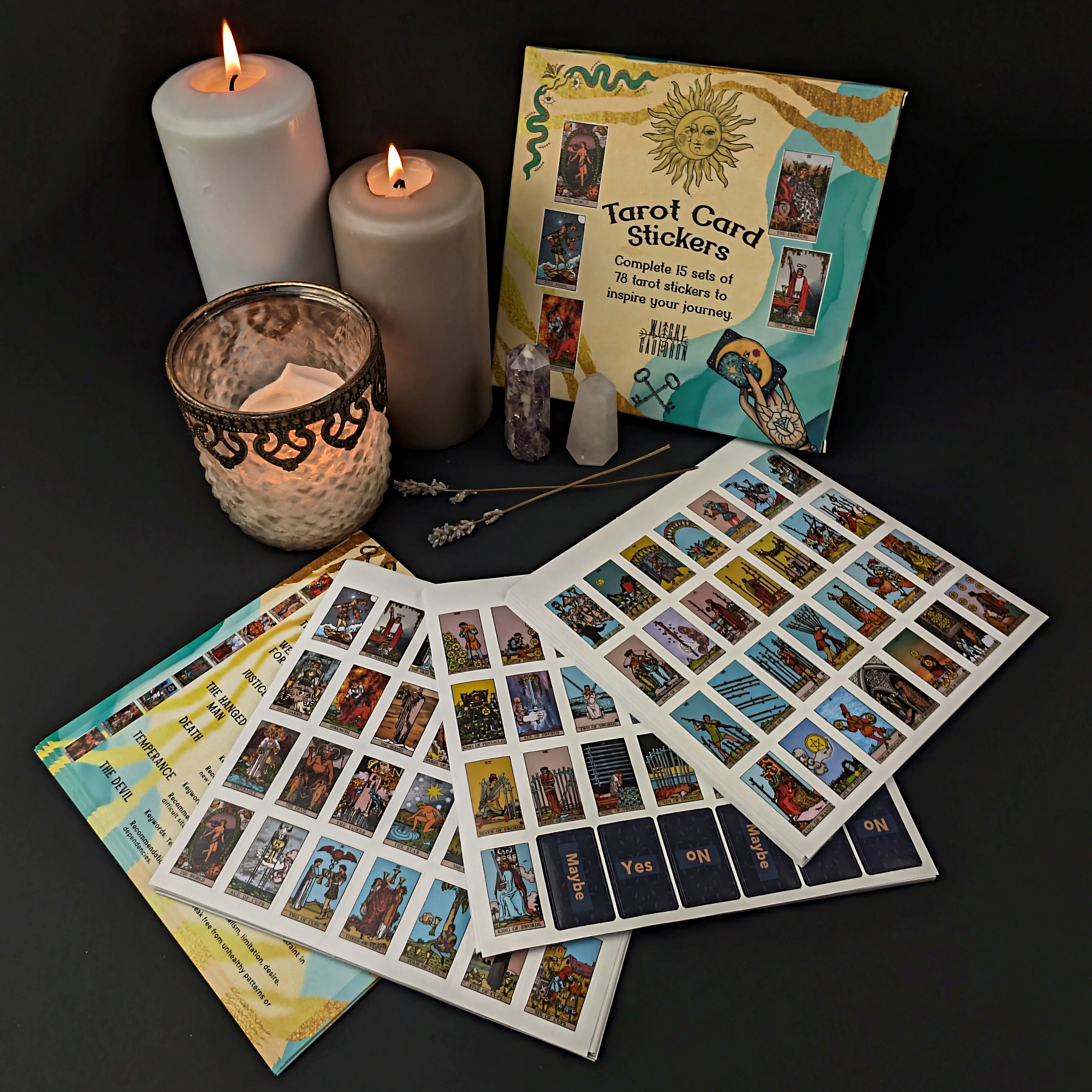 Rider Waite Tarot Card Stickers for Journaling  7 Tarot Cheat Sheets Included Authentic Designs for Lovers of Mystical Aesthetics