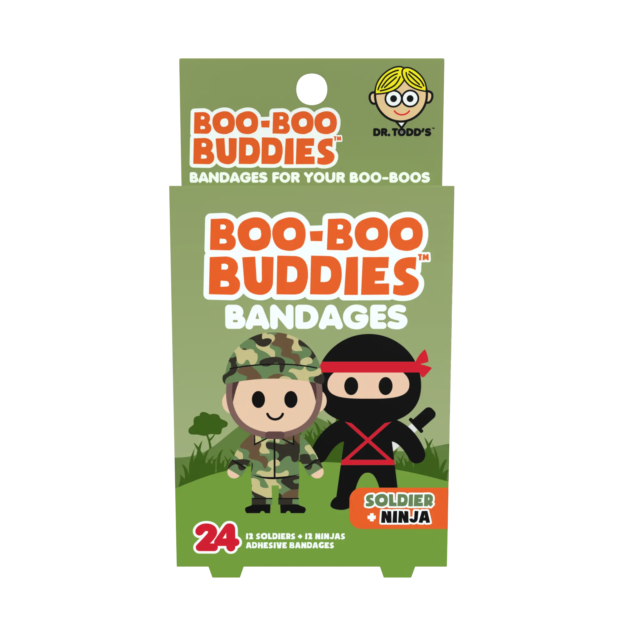 Dr. Todd’s Boo-Boo Buddies® Soldier and Ninja Bandages – 24-Count Action Hero Shaped Bandages for Kids