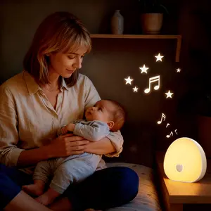 Night Light for Kids, 2 in 1 Baby White Noise Sound Machine for All Ages，7 RGB Colors, 10 Soothing Sounds, USB Rechargeable, 2 Timer Settings, Touch Adjustable Brightness & Memory Function, Ideal Gift for Your Lover, Christmas Gift