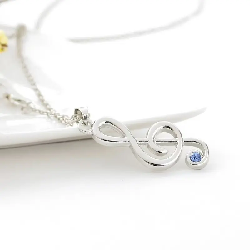 Treble Clef Jewelry Set for Women, Korean Style Crystal Bling Pendant Necklace with Matching Earrings, Hypoallergenic Zinc Alloy with Adjustable Chain, Korean Fashion Women