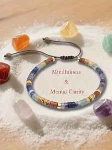 Women's 7 Chakra Bracelet, Natural Stone Beaded Woven Design, Spiritual Healing Jewelry with Mental Clarity, Mindfulness and 7 Chakra Colors, Bohemian Style