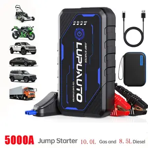Car Battery Starter 5000A Jump Box (2.64gal Gasoline/ 2.25gal Diesel), Portable Car Starter Battery Pack with Extended Smart Jumper Cables, Motorcycle, Car, SUV, PICK-UP, Truck, Quick Start Dead Battery, Multi-functional Flashlight for Outdoor