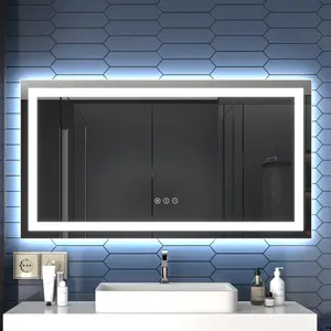 55" W x 30" H LED Bathroom Light Mirror,Anti Fog,Dimmable,Dual Lighting Mode,Tempered Glass|Apex