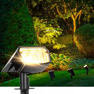 FABSTYL RGB Solar Spot Pathway LED Lights with Remote Control 12 Color Modes Waterproof IP67 for Yard Pool Garden Tree Halloween Christmas Decorations