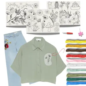 Clothing Embroidery Kit - Customize & Embroider Your Clothes! All Inclusive Starter Pack for Beginners - 34 Designs to Embroider Your Clothing