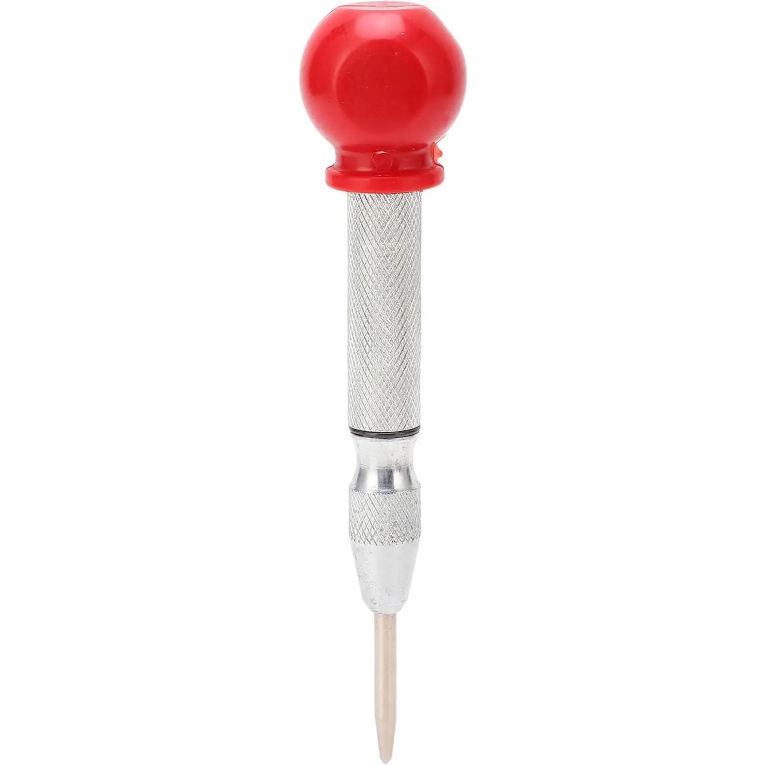 Automatic Center Punch Tool with HSS Tip Spring Loaded Carbon Steel Body Protective Cap Adjustable Impact Metal Working Punching Marking Tool