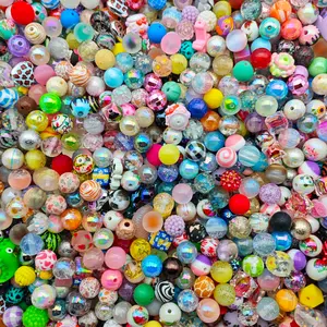 100pcs Random Mixed Beads, Assorted Color and Size, Acrylic Beads, Bead Assortment, Perfect for DIY Crafts, Jewelry Making, and Decorations
