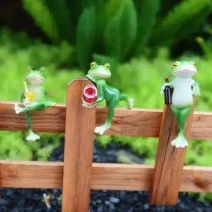 3-Piece Resin Frog Figurines Set - Cute Garden Decor Statues for Outdoor Yard, Indoor Plant Pot, Patio & Fairy Gardens - Weather-Resistant Unique Gift for Nature Lovers Home Decoration