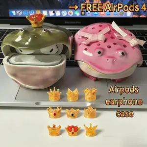 【FREE Airpods 4】 Airpods Pro 1/2/3/4Weird and Abstract Frog-Shaped DIY Handmade  Earphone Case - Protective Shell for 3D Headphones - Valentine's Day Gifts