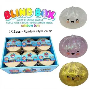1/12pcs - Emoji style Big Bun Soft Candy - Blind Box, Soft TPR Material, Stress Relieving, Unpacking Surprise, Soft and Cute Slow Rebound Stress Relieving Pinching Toy. Very suitable for graduate students to exchange gifts. Squishy Bun Fidget