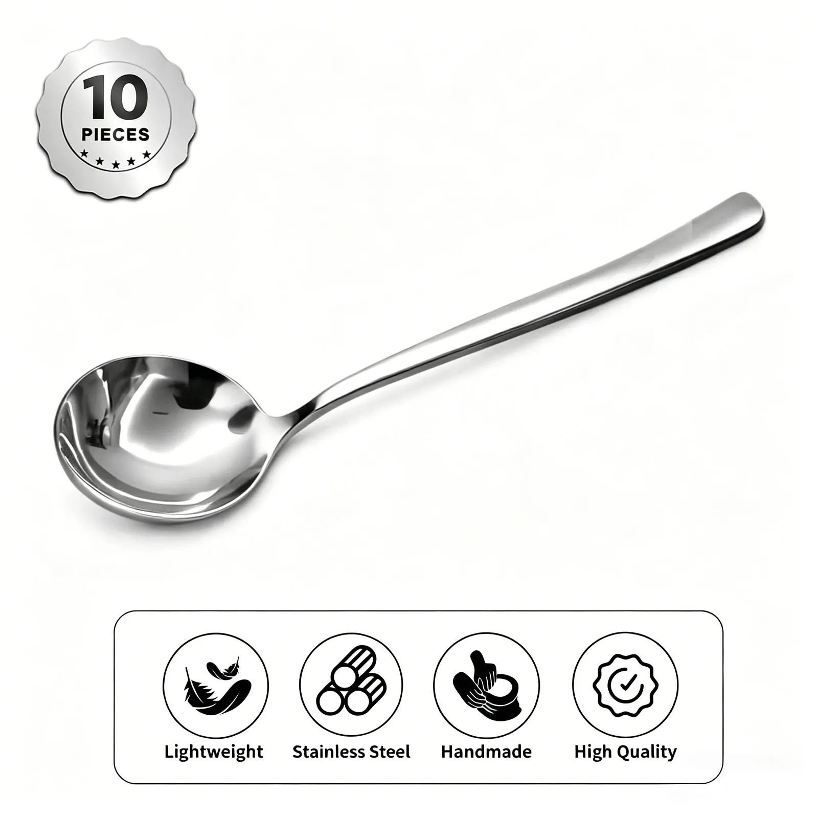 【AREL】4/10 PCs Stainless Steel Soup Spoon Set,home essentials 【AREL】4/10 PCs Stainless Steel Soup Spoon Set,home essentials