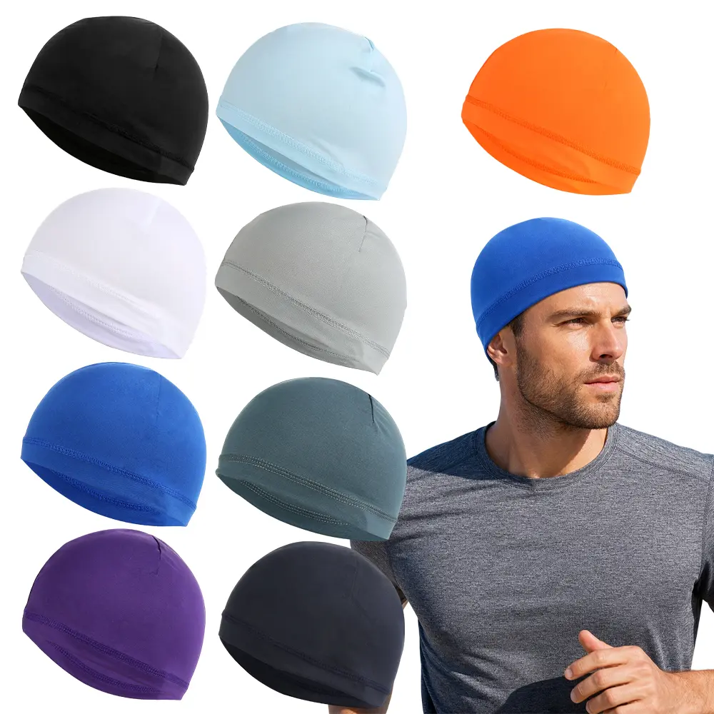 9 Packs Skull Caps Sweat Moisture Wicking Helmet Liner, Cooling Doo Rags Mens Cycling Running, Under Hard Hat, Quick Dry Athletic Cooling Skull Caps Helmet Hard Hat Liner