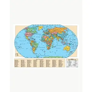 World Map Laminated 49"W x 33"H