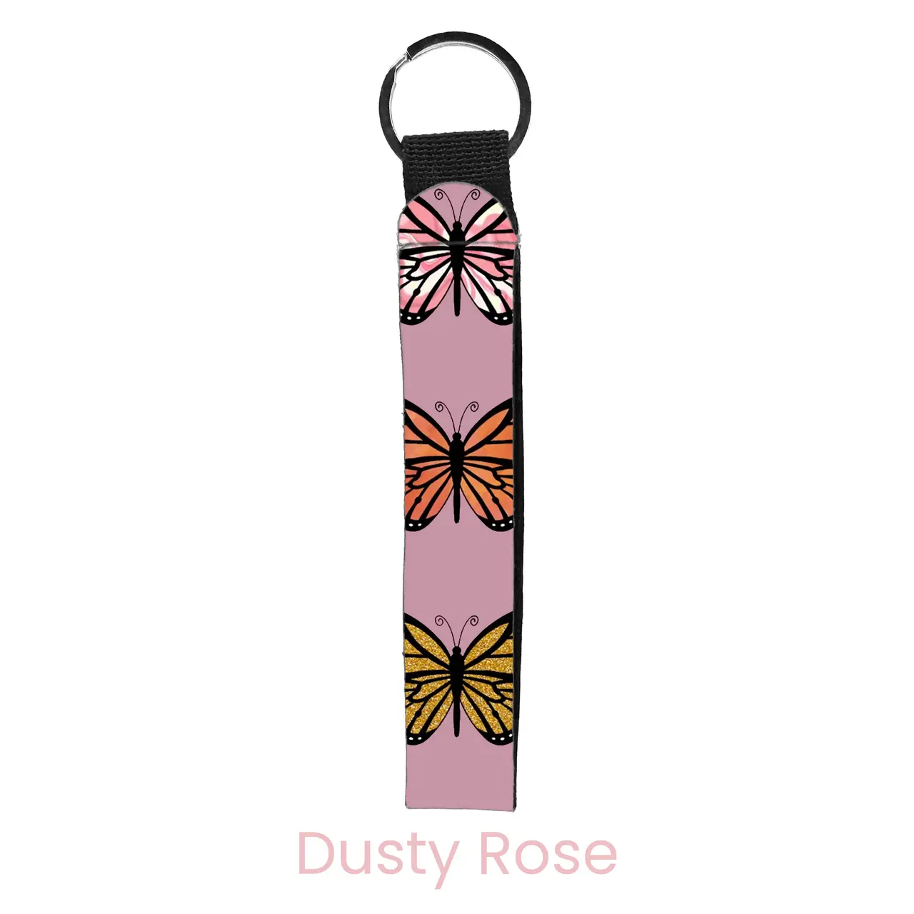 abbyrose Triple Butterfly Wristlet Key Chain Dusty Rose
